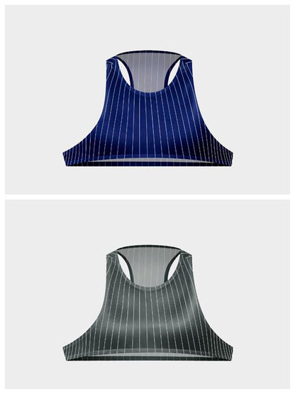 Men's Pinstripe Satin Ice Silk Crop Tank Top and Matching Underwear
