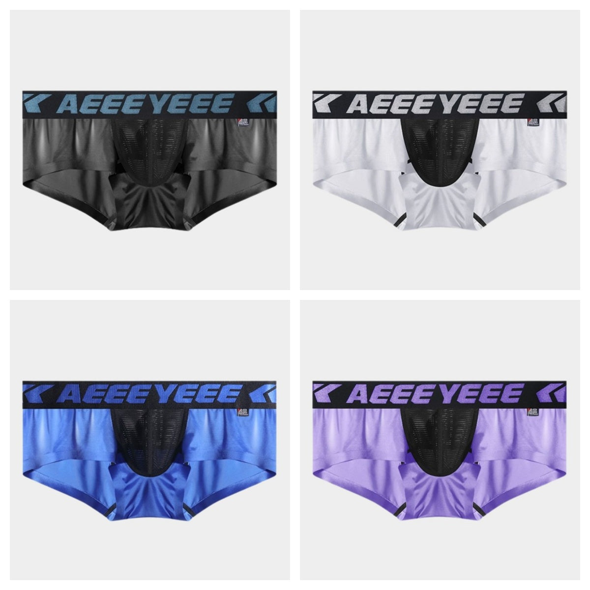 4-Pack Men’s Mesh-Panel Satin Ice Silk Short Trunks - AFL 743