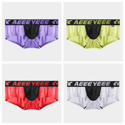 4-Pack Men’s Mesh-Panel Satin Ice Silk Short Trunks - AFL 743