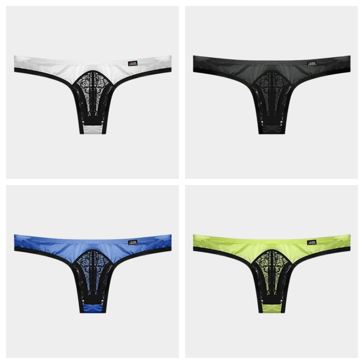 4-Pack Men’s Satin Ice Silk Thong with Soft Lace Pouch - AFL 746