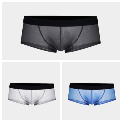 3-Pack Men’s Semi-Sheer Jacquard Ice Silk Short Trunks - AFL 2011