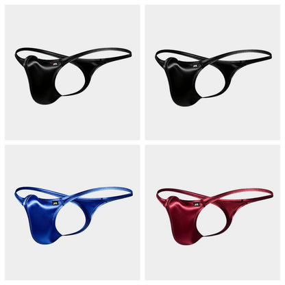 AFL 773 - 4-Pack Men's Satin Ice Silk T-Back Thong with UpLift 3D Support Pouch