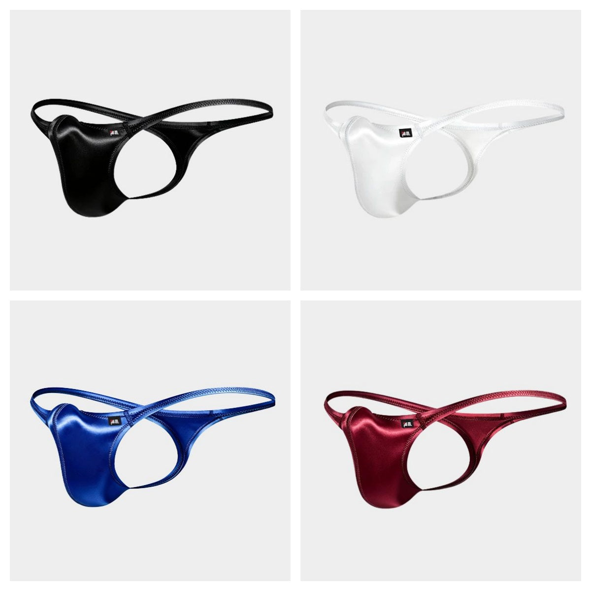 AFL 773 - 4-Pack Men's Satin Ice Silk T-Back Thong with UpLift 3D Support Pouch