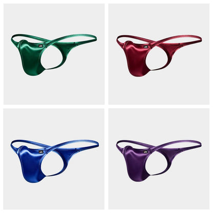 AFL 773 - 4-Pack Men's Satin Ice Silk T-Back Thong with UpLift 3D Support Pouch