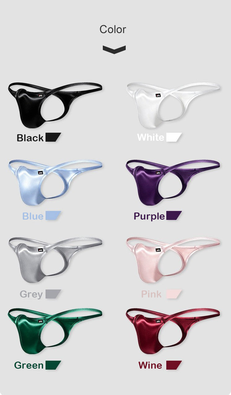4-Pack Men's Satin Ice Silk T-Back Thong with UpLift 3D Support Pouch - AFL 773