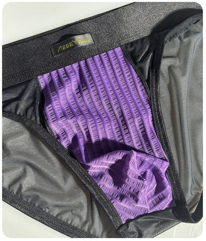 4-Pack Men's Sheer Ice Silk Briefs with Textured Ribbed Pouch - AFL 781