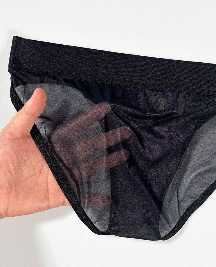 4-Pack Men's Sheer Ice Silk Briefs with Textured Ribbed Pouch - AFL 781