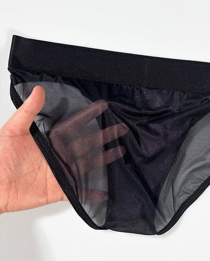 4-Pack Men's Sheer Ice Silk Briefs with Textured Ribbed Pouch - AFL 781