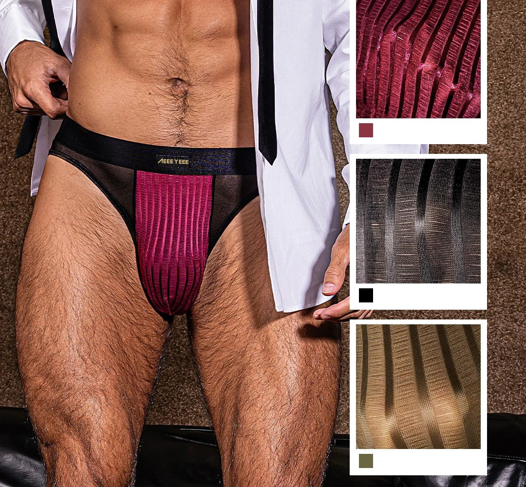 4-Pack Men's Sheer Ice Silk Briefs with Textured Ribbed Pouch - AFL 781