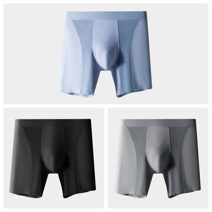 3-Pack Men's Modal Boxer Briefs with Breathable Mesh Ice Silk Panels - XN09