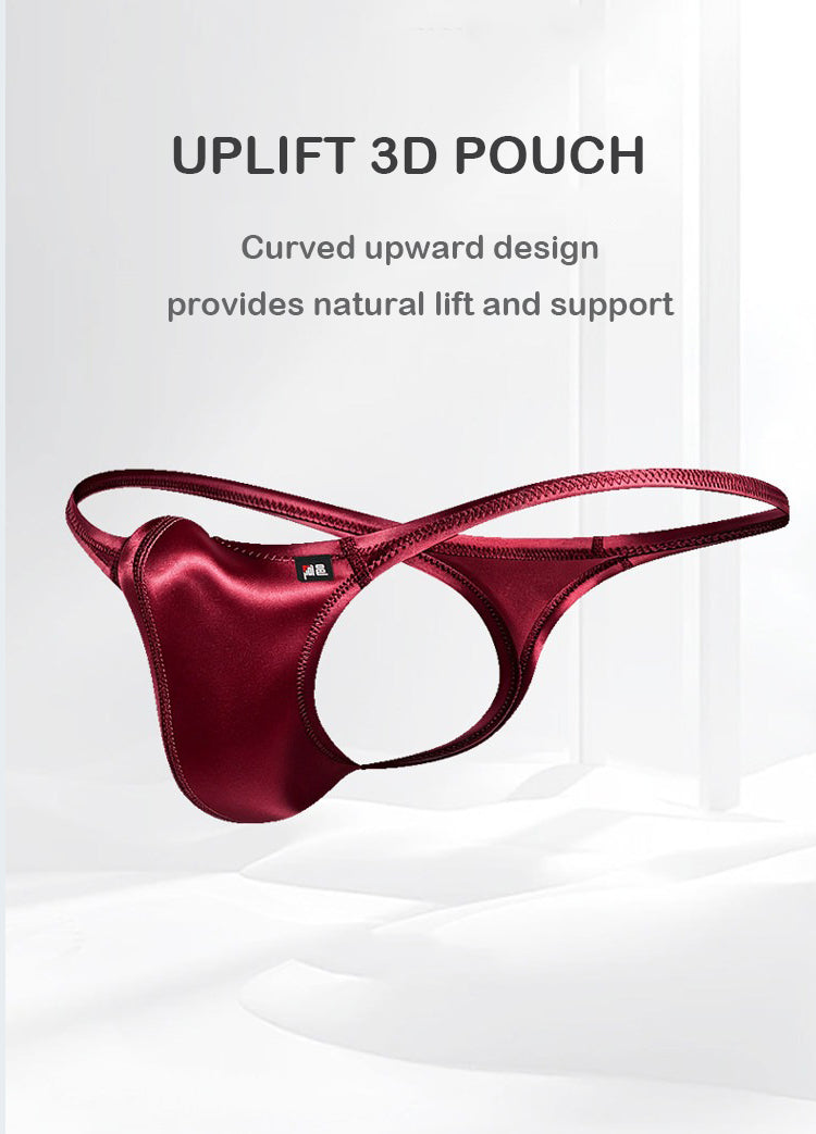 AFL 773 - 4-Pack Men's Satin Ice Silk T-Back Thong with UpLift 3D Support Pouch