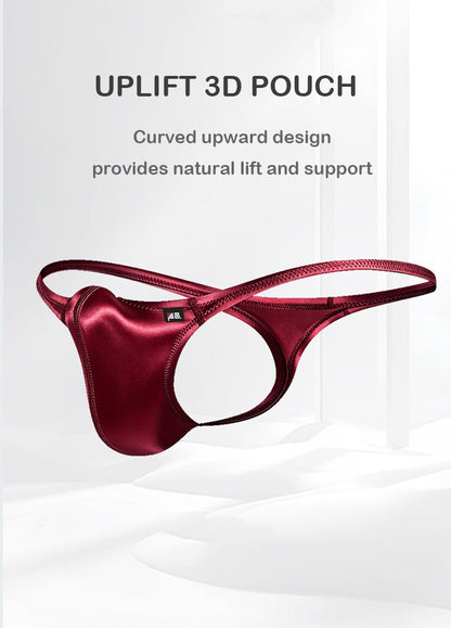 AFL 773 - 4-Pack Men's Satin Ice Silk T-Back Thong with UpLift 3D Support Pouch
