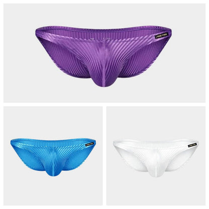 3-Pack Men's Textured Stripe Ice Silk Briefs - AFL 637