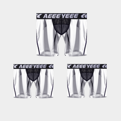 3-Pack Men's Ice Silk Boxer Briefs with Mesh Back & Pouch - AFL 704
