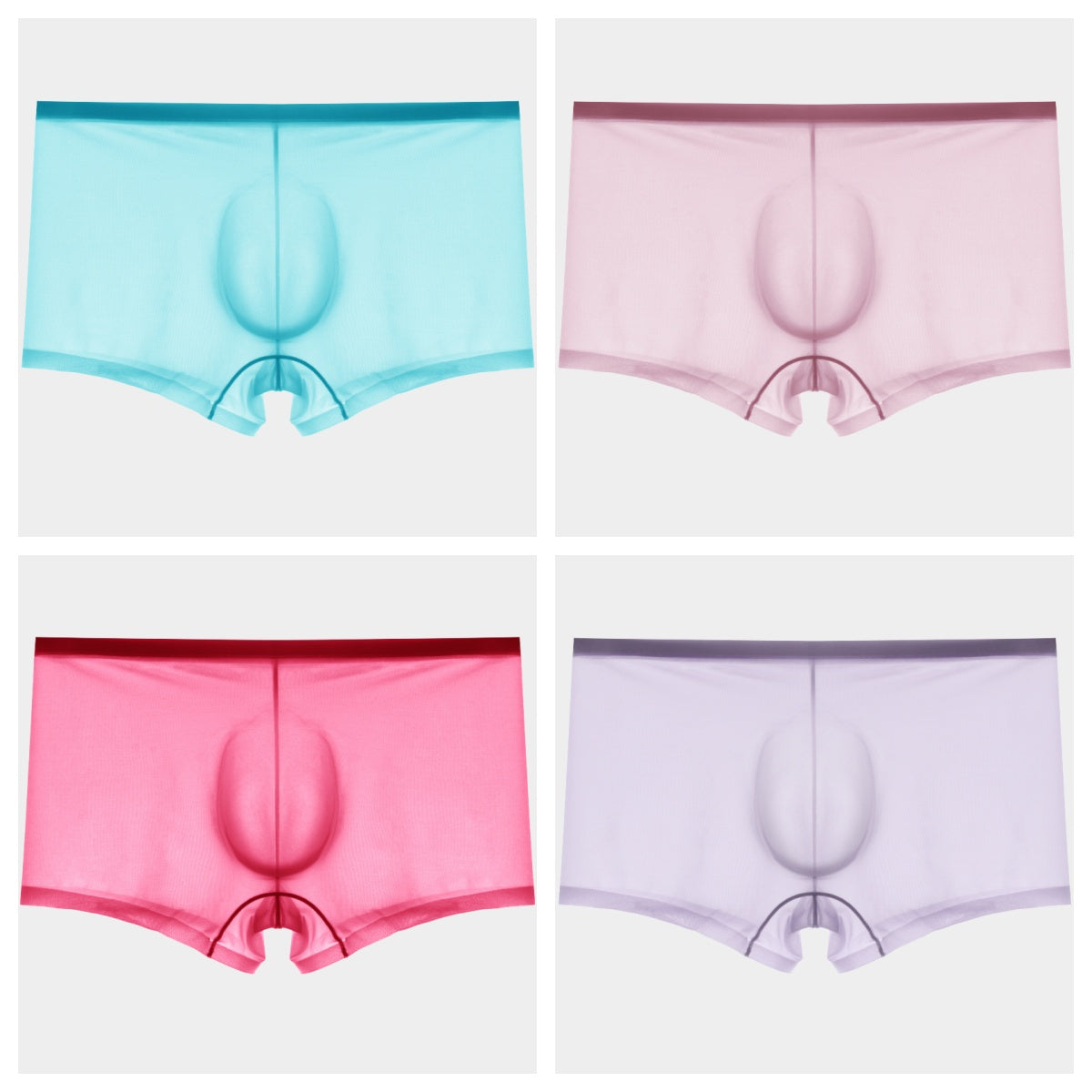 4-Pack Men's Sheer Ice Silk Trunks with No-Chafe Pouch - AFL 832