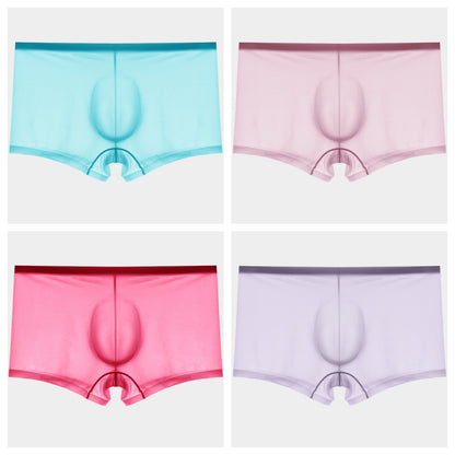 4-Pack Men's Sheer Ice Silk Trunks with No-Chafe Pouch - AFL 832