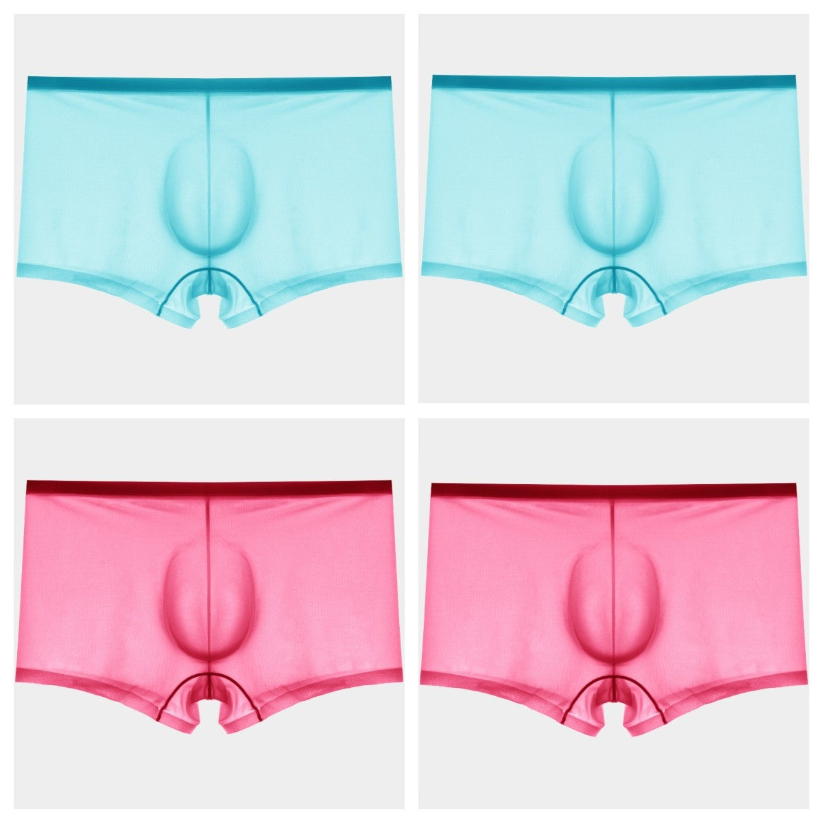 4-Pack Men's Sheer Ice Silk Trunks with No-Chafe Pouch - AFL 832