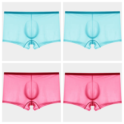 4-Pack Men's Sheer Ice Silk Trunks with No-Chafe Pouch - AFL 832