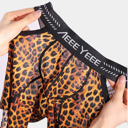 4-Pack Men’s Ice Silk Animal Print Open-Side Boxer Briefs - AFL 717