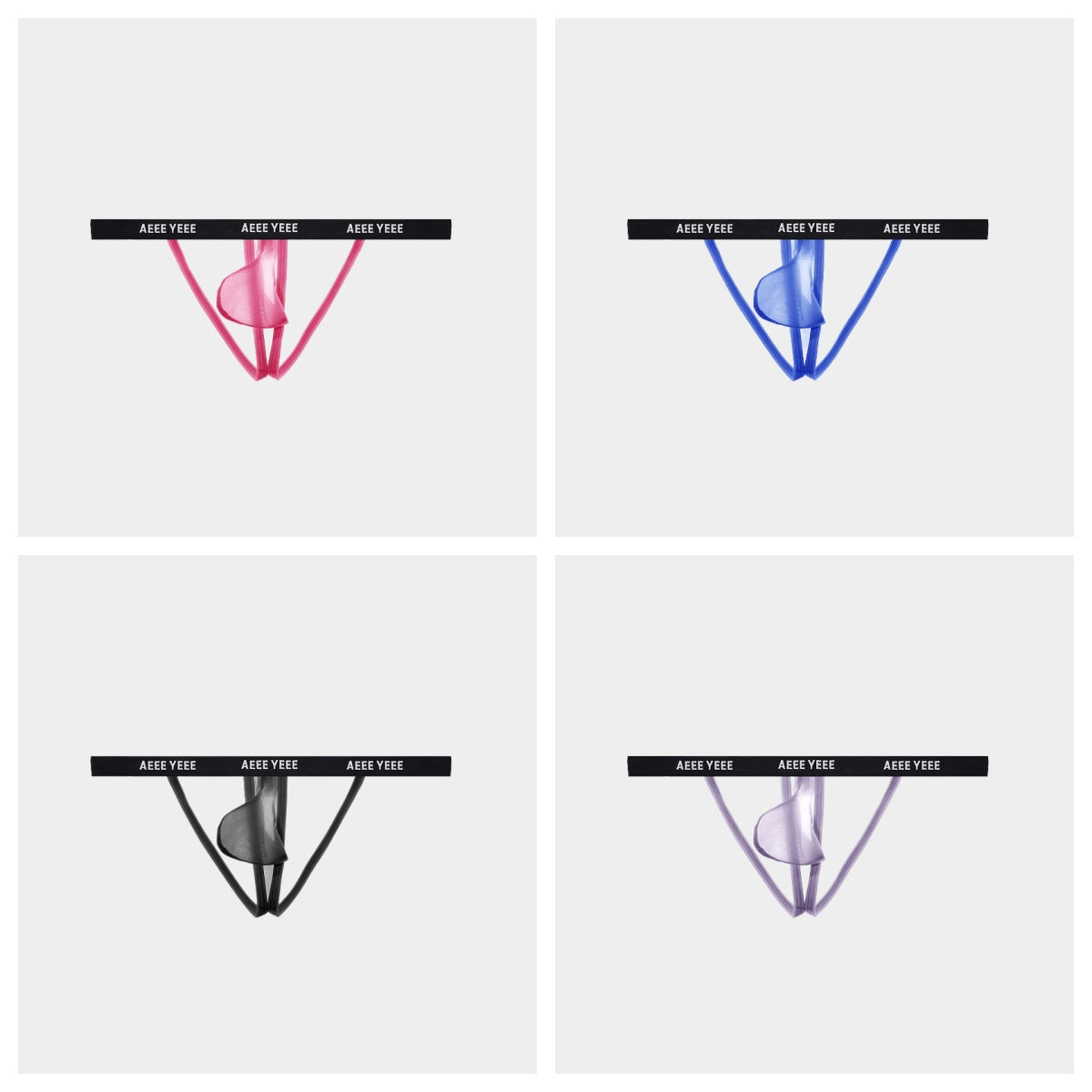 4-Pack Men’s Ultra-Thin Ice Silk Y-String Thongs - AFL 881