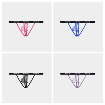 4-Pack Men’s Ultra-Thin Ice Silk Y-String Thongs - AFL 881