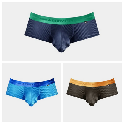 3-Pack Men's Textured Stripe Ice Silk Short Trunks -AFL 641