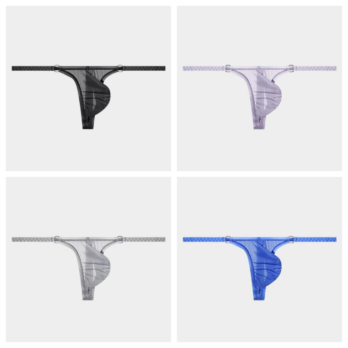 4-Pack Men's Sheer Ice Silk Thongs - AFL 728