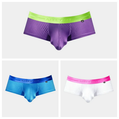 3-Pack Men's Textured Stripe Ice Silk Short Trunks -AFL 641
