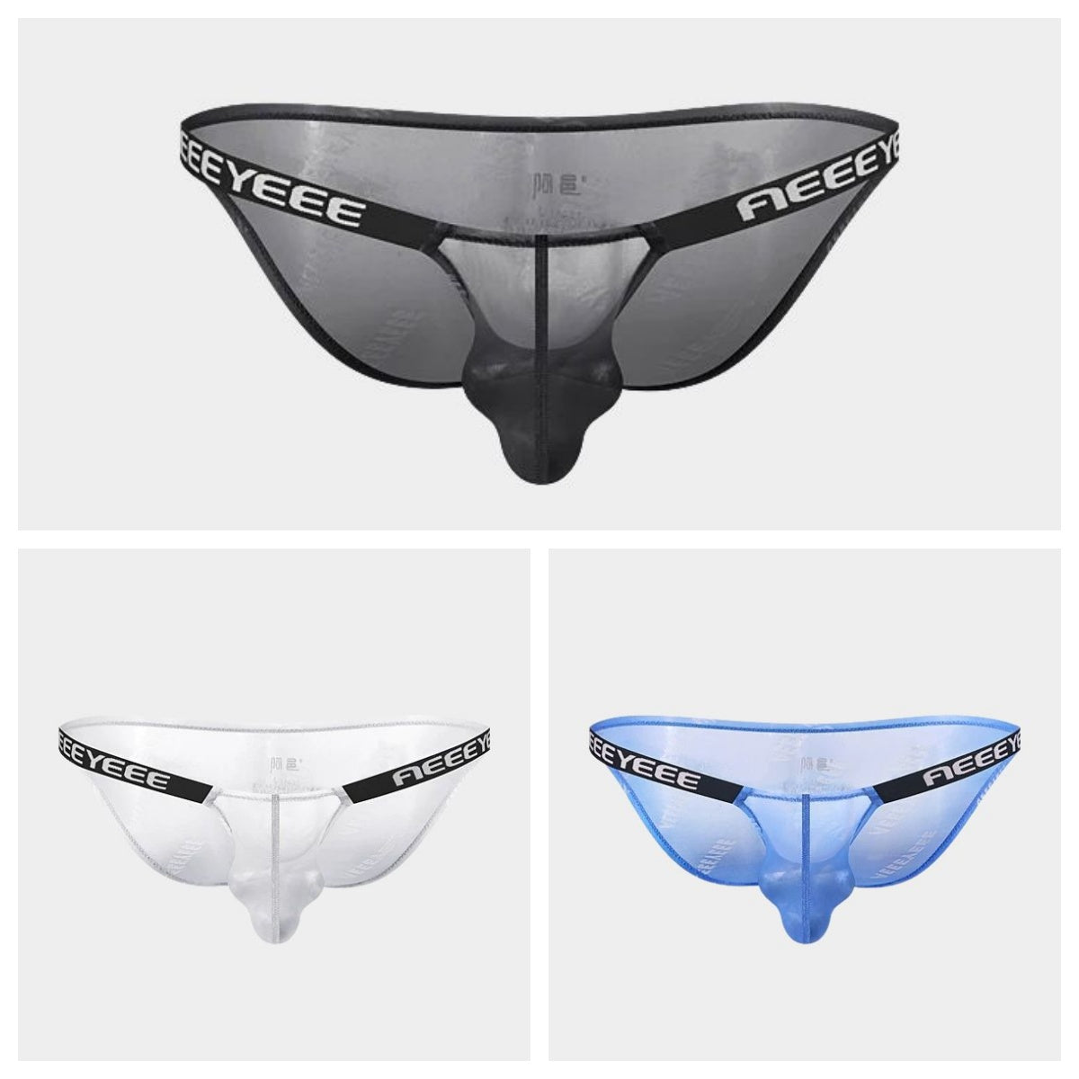 3-Pack Men’s Semi-Sheer Jacquard Ice Silk Hi-Cut Briefs - AFL 2010