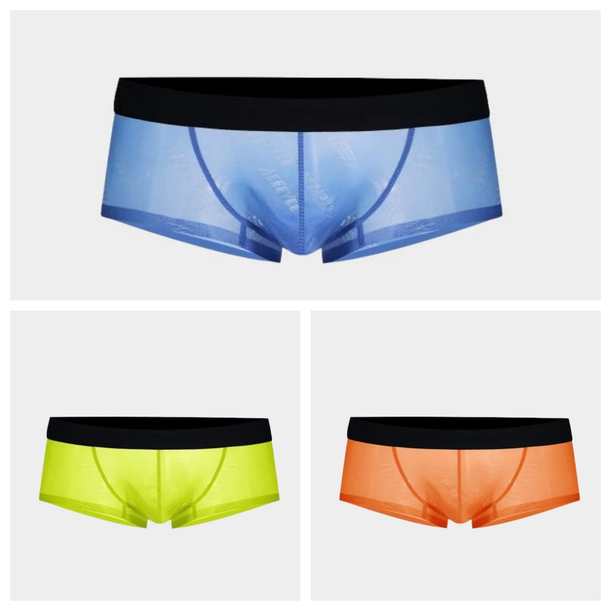3-Pack Men’s Semi-Sheer Jacquard Ice Silk Short Trunks - AFL 2011