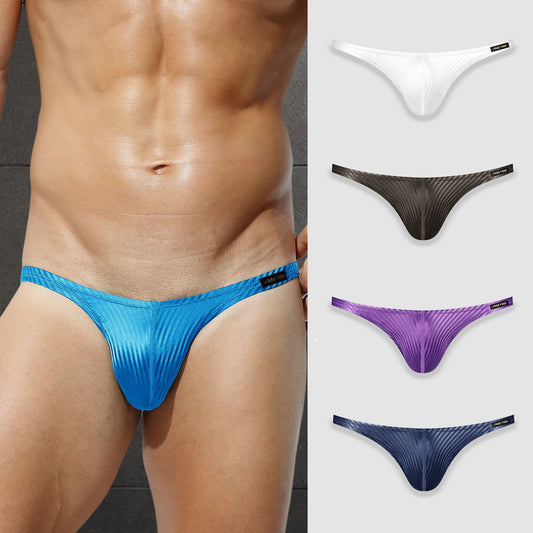 3-Pack Men's Textured Stripe Ice Silk Briefs - AFL 637