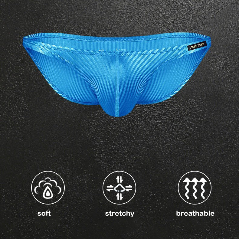 3-Pack Men's Textured Stripe Ice Silk Briefs - AFL 637