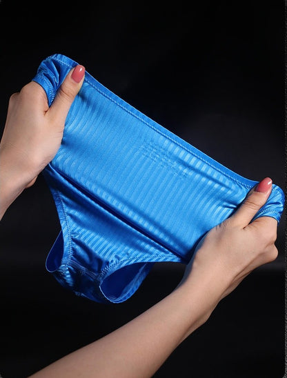 3-Pack Men's Textured Stripe Ice Silk Briefs - AFL 637