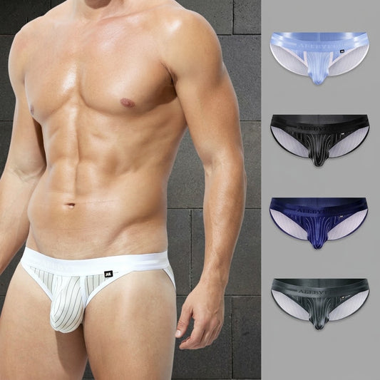 3-Pack Men's Pinstripe Satin Ice Silk Hi-Cut Briefs - AFL 795