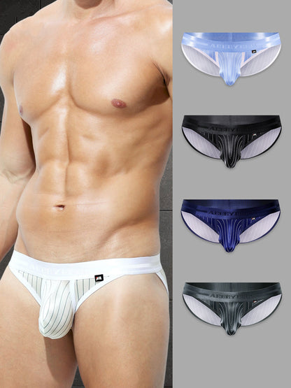 3-Pack Men's Pinstripe Satin Ice Silk Hi-Cut Briefs - AFL 795
