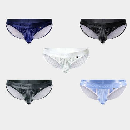 3-Pack Men's Pinstripe Satin Ice Silk Hi-Cut Briefs - AFL 795