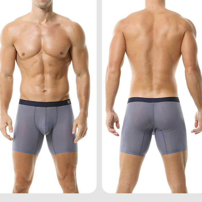 Men's Ribbed Ice Silk Boxer Briefs - AFL 812