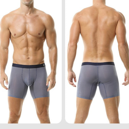 Men's Ribbed Ice Silk Boxer Briefs - AFL 812