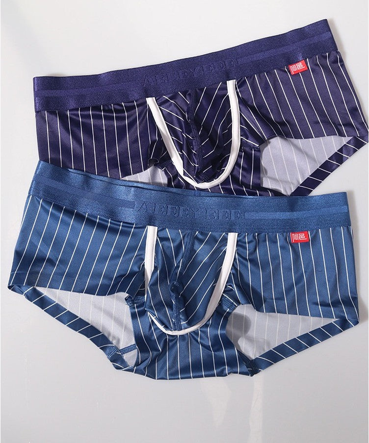Men's Pinstripe Satin Ice Silk Crop Tank Top and Matching Underwear