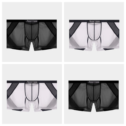 4-Pack Men’s Sheer Ice Silk Trunks with Breathable Mesh Sides and Rear Cutout - AFL 716