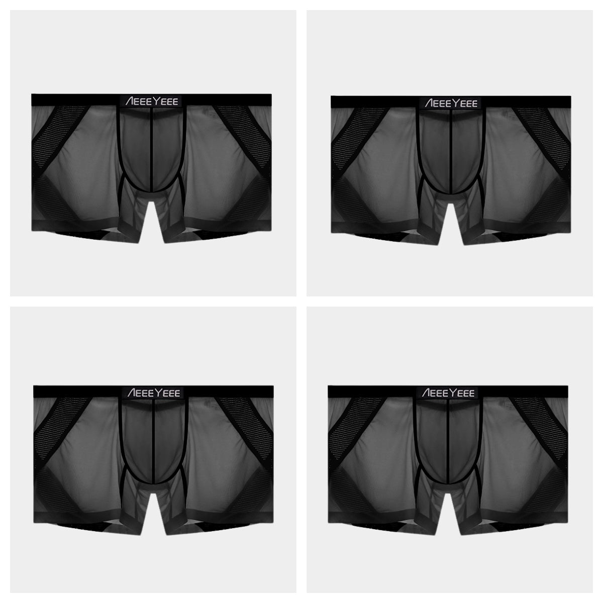 4-Pack Men’s Sheer Ice Silk Trunks with Breathable Mesh Sides and Rear Cutout - AFL 716