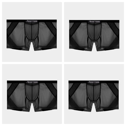 4-Pack Men’s Sheer Ice Silk Trunks with Breathable Mesh Sides and Rear Cutout - AFL 716