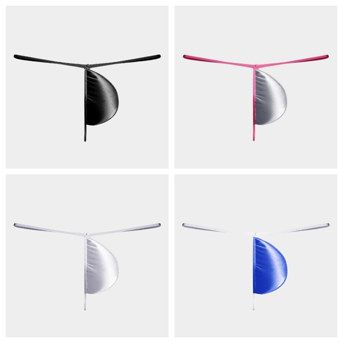 4-Pack Men’s Satin Ice Silk G-String Thongs - AFL 702