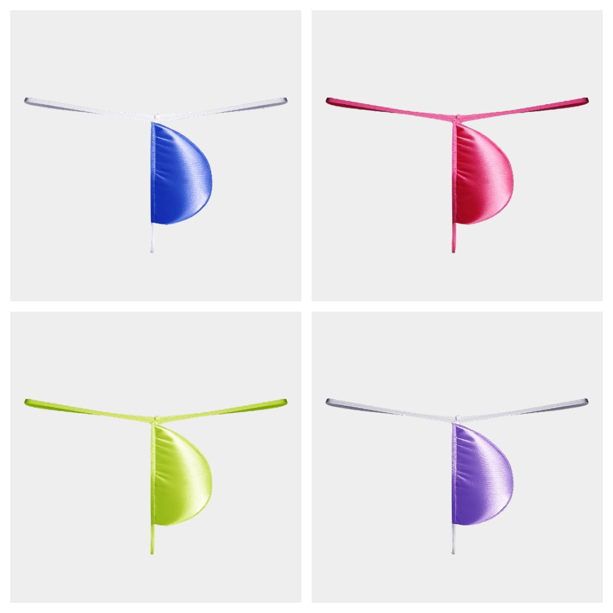 4-Pack Men’s Satin Ice Silk G-String Thongs - AFL 702
