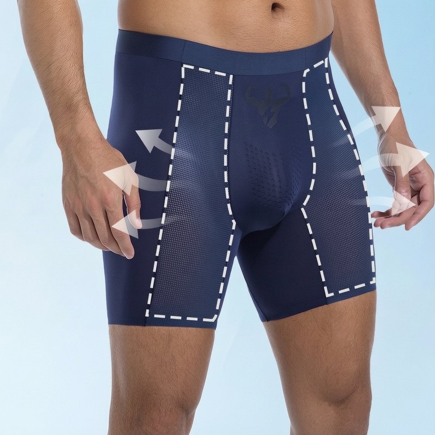 3-Pack Men's Ice Silk Boxer Briefs with Breathable Mesh Panels - M41