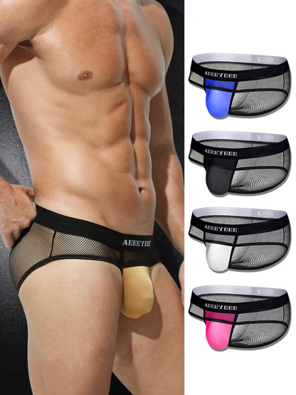 4-Pack Men's Mesh Briefs with Ice Silk Pouch - AFL 769