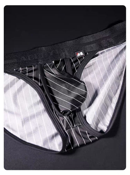 3-Pack Men's Pinstripe Satin Ice Silk Hi-Cut Briefs - AFL 795