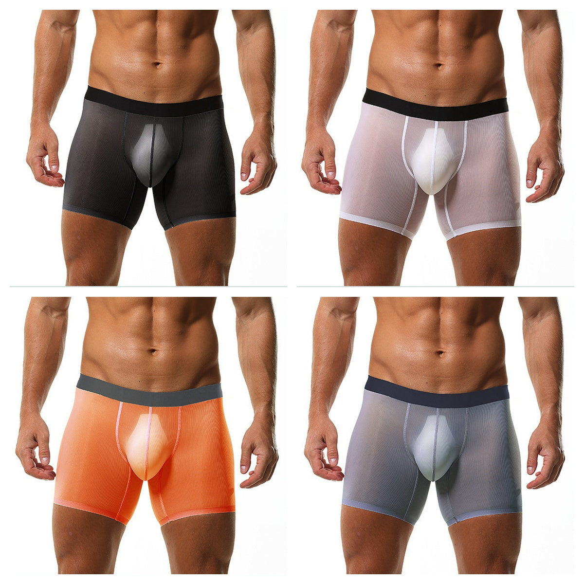 Men's Ribbed Ice Silk Boxer Briefs - AFL 812