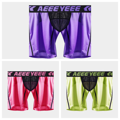 3-Pack Men's Ice Silk Boxer Briefs with Mesh Back & Pouch - AFL 704