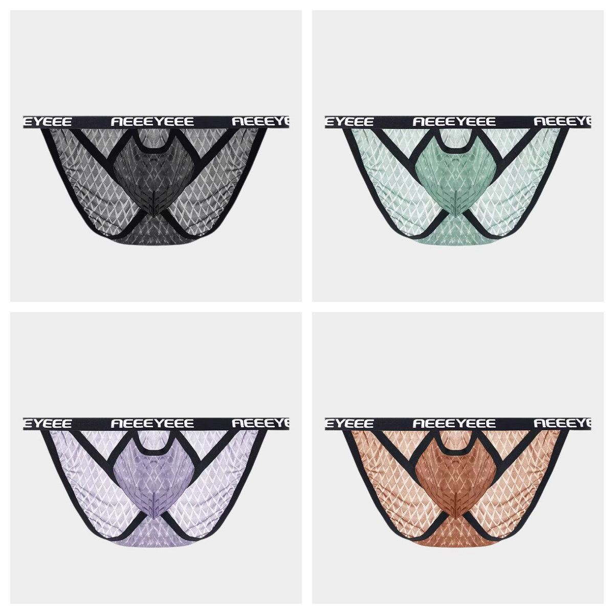 4-Pack Men’s Scale-Pattern Ice Silk Briefs with Cut-Out design - AFL 1997
